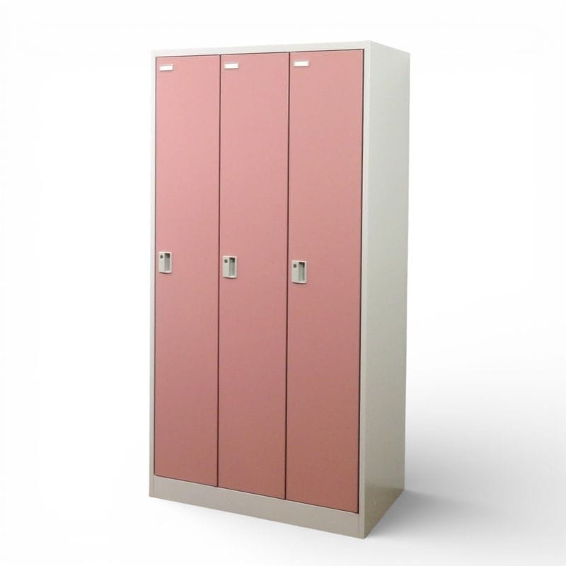 オカムラ 3人用ロッカー 4573FZ-Z531 ピンク W900 D500 H1790 個人ロッカー スチールロッカー 中古 AG20360 配送サイズ350