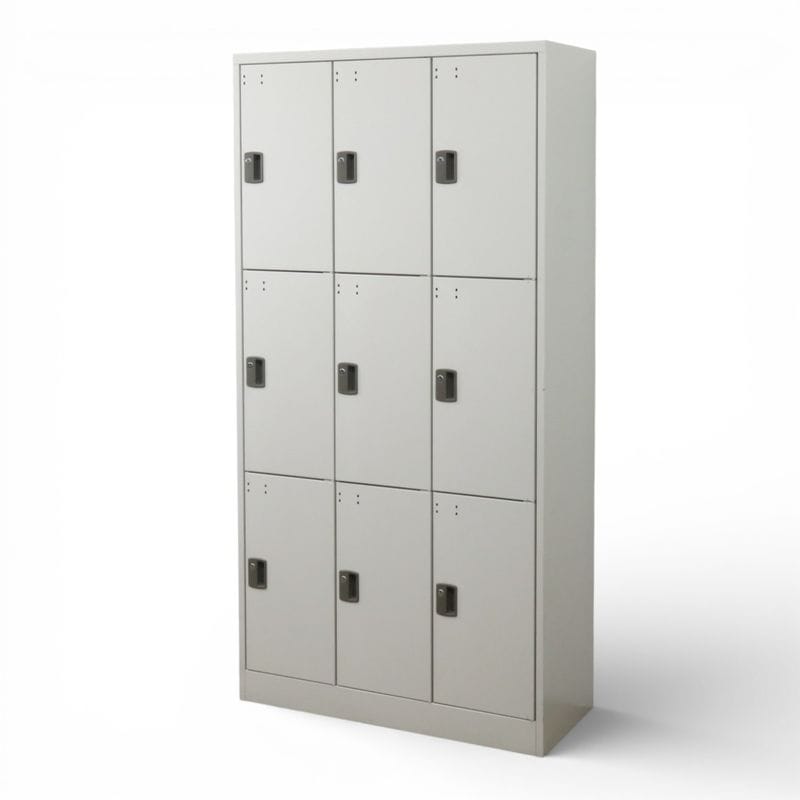 9人用ロッカー ニューグレー 幅900mm 奥行380mm 高さ1790mm 個人ロッカー 3列・3段 荷物入れ 中古 AG20362 配送サイズ350