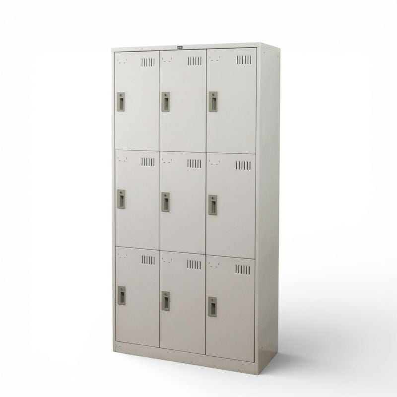 ウチダ スクールロッカー ニューグレー 幅900mm 奥行380mm 高さ1790mm 9人用ロッカー 個人ロッカー 網棚 中古 AG20363 配送サイズ350