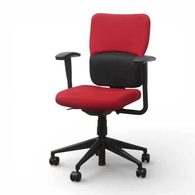 スチールケース オフィスチェア レッツビー レッド 事務椅子 肘付き パソコンチェア リクライニング 中古 AG20431 配送サイズ250