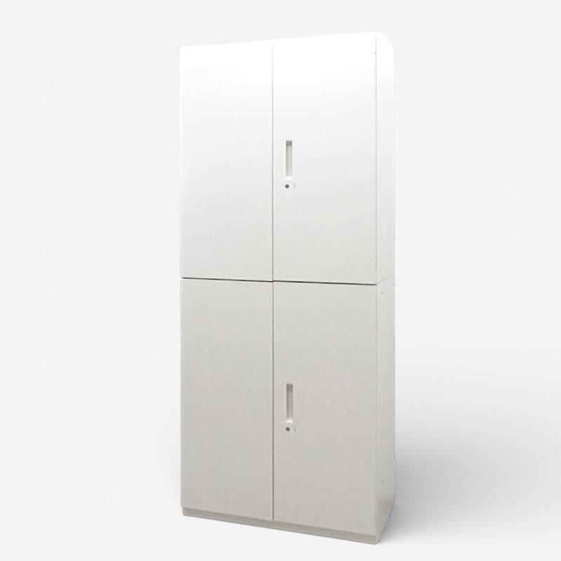 プラス L6 上下書庫 LG-105A ホワイト 両開き 2021年製 W900 D450 H2150 ハイキャビネット 収納庫 物置 鍵無し KK20216 中古オフィス家具