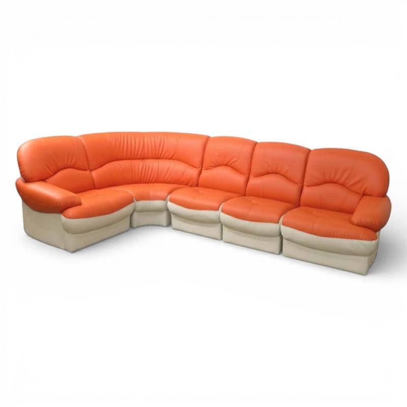 コーナーソファ ホワイト/オレンジ  L型 組み合わせ自由 応接ソファ5点セット リビングソファ AG19966 中古オフィスソファ セット販売