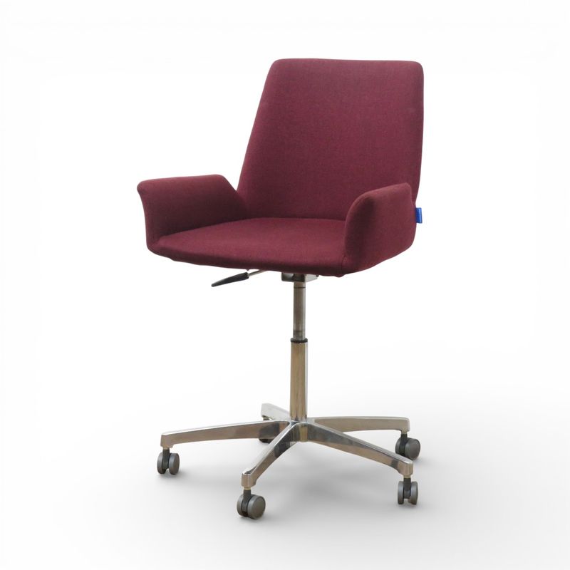 相合家具 ミーティングチェア レッド 肘無し コンパクトチェア タスクチェア 上下昇降 回転チェア 中古 AG20155 配送サイズ200