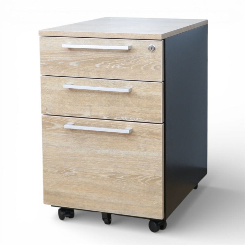 井上金庫 3段ワゴン WCW-N3 木目調 キャビネット 中古 YH20375 配送サイズ180