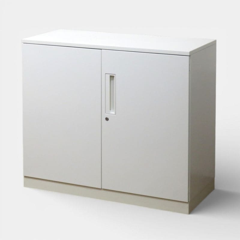 コクヨ 両開き書庫 エディア BWUH-SD39SSAWN ホワイト 上下書庫セット キャビネット 収納庫 物置 書類棚 中古 AG20476 配送サイズ300