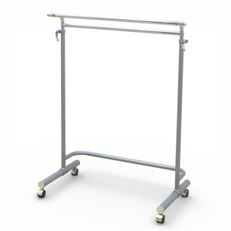 ハンガーラック シルバー セミダブルハンガー 高さ調節可 キャスター付き 中古 KK20417 配送サイズ240