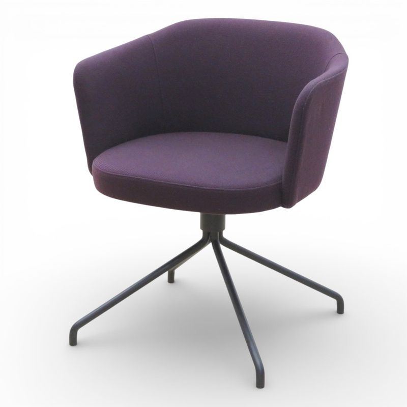 【中古/美品】コクヨ ミーティングチェア COODE コーデ 360度回転 CKS-K3010 パープル 布張 ローバック ブラックフレーム 中古オフィス家具 EG20491