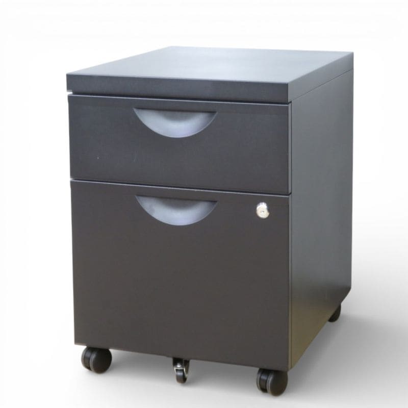 イケア IKEA 2段デスクワゴン 40341002 ブラック 幅410 奥行500 高さ570mm サイドキャビネット 引き出し YH20379 中古 配送サイズ180