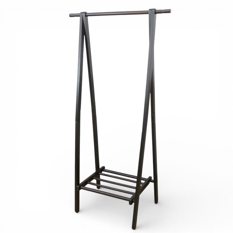 ハンガーラック ブラウン  コートハンガー 折り畳み 棚付き 木製 洋服掛け YH20448 中古 配送サイズ300