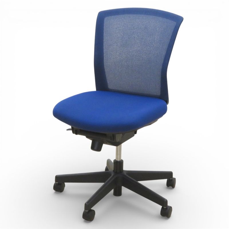 コクヨ オフィスチェア バリシア 肘無し CRS-GL1050 ブルー メッシュ 布張り ロッキング強弱調節 中古 KK20495 配送サイズ220