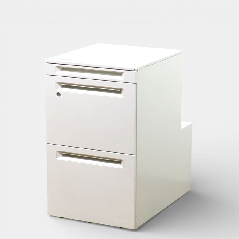 オカムラ 3段デスクワゴン 奥行600用 プロユニット DNC8SA Z975 ホワイト 収納ワゴン インサイドキャビネット 中古 AG20524 配送サイズ180