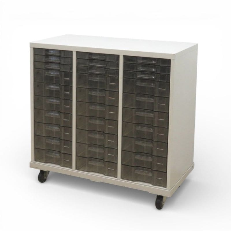 キャスター付きクリスタルトレーキャビネット ニューグレー クリスタルトレー書庫 収納庫 書類棚 中古 EG20055 配送サイズ250