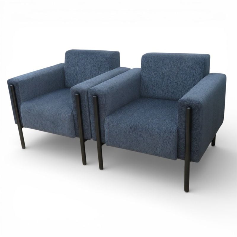 【2脚】QUON クオン 1人用ソファ グレー ラウンジソファ 椅子 中古 YH20380-1 配送サイズ500