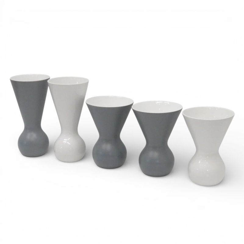 【中古】アザセレクション  花瓶5点セット グレー/ホワイト  陶器 フラワーベース デザインスタンド インテリア 中古オフィス家具 EG20512