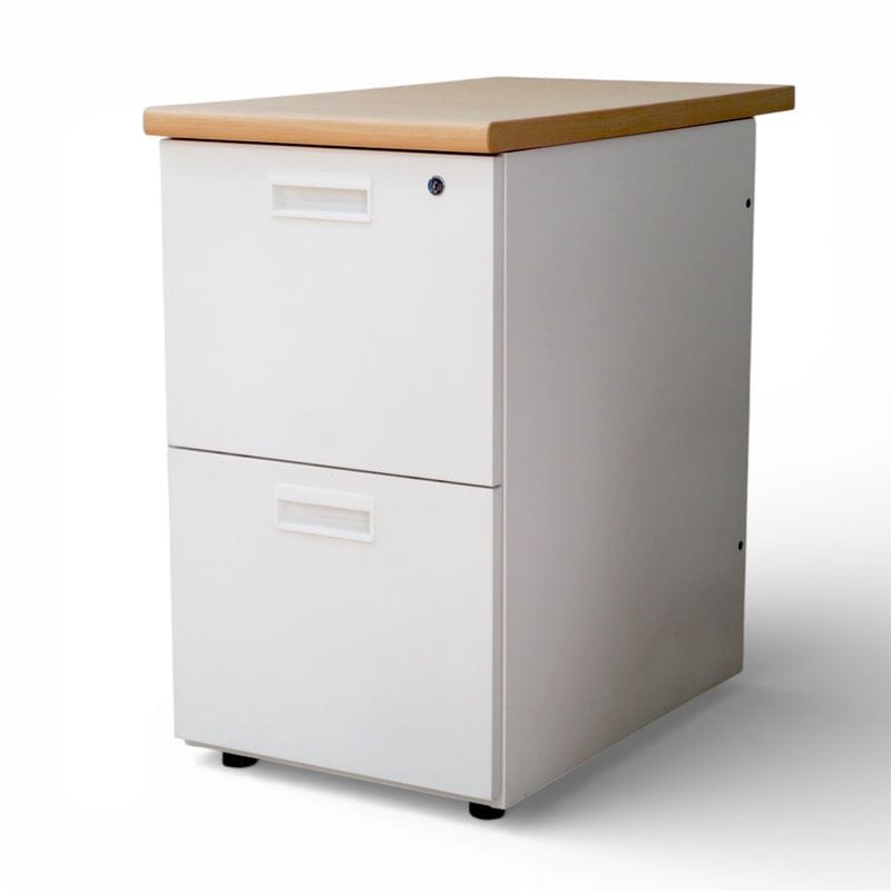 2段脇机 ナチュラル/ホワイト 脇机 サイドデスク 袖机 中古 YH19800 配送サイズ200 宅急便