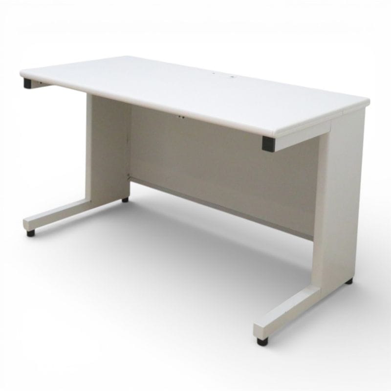 プラス 平デスク 引出無しフラットライン W1200 D600 H700 SP-T126 WH ホワイト 事務机 L字脚 配線口 中古 KK20543 配送サイズ300
