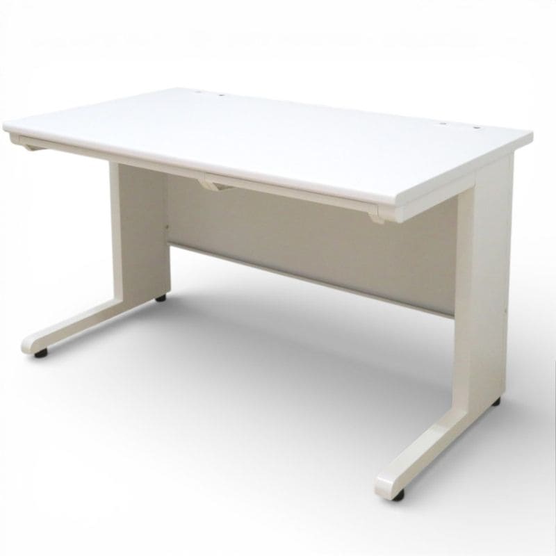 井上金庫 平デスク Ｗ1200 D700 H700㎜ ホワイト 事務机 オフィスデスク パソコンデスク L字脚 配線口 中古 EG20544 配送サイズ300