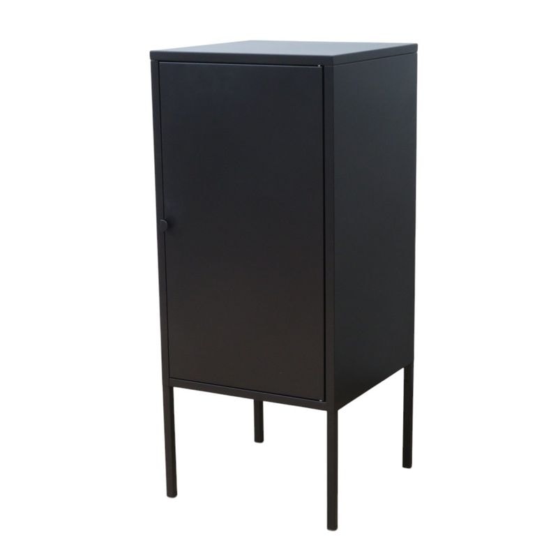 イケア LIXHJULT 片開き書庫 W350 D350 H820mm ブラック スチール シンプル 足つき キャビネット YH20028 中古オフィス家具 配送サイズ180 宅急便