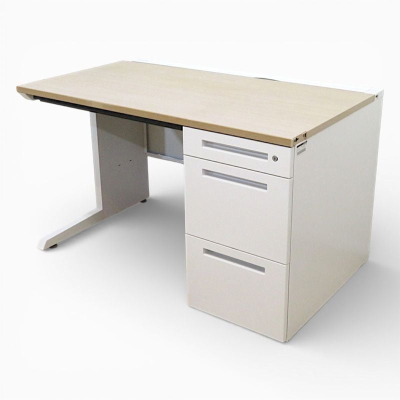 イトーキ CZR 片袖デスク CZR-127CBB-W998 ナチュラル W1200 D700 H720 右袖型 事務机 パソコンデスク 引き出し 配線口 KK19786-1 中古 配送サイズ300