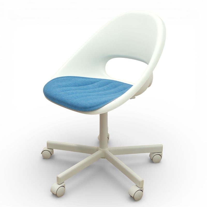 IKEA LOBERGET オフィスチェア ホワイト/ブルー 肘無し 事務椅子 ホームチェア 中古 EG19953 配送サイズ200