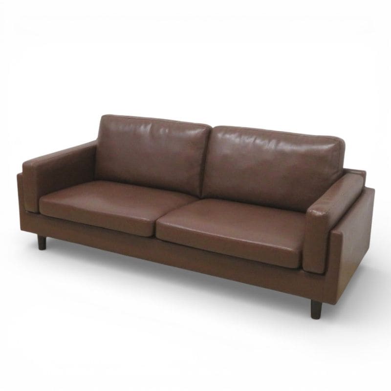 3人掛けソファ ブラウン 3人用ソファ 高級応接ソファ ヴィンテージソファ リビング ダイニング 居間 レザー KK19728 中古 配送サイズ350