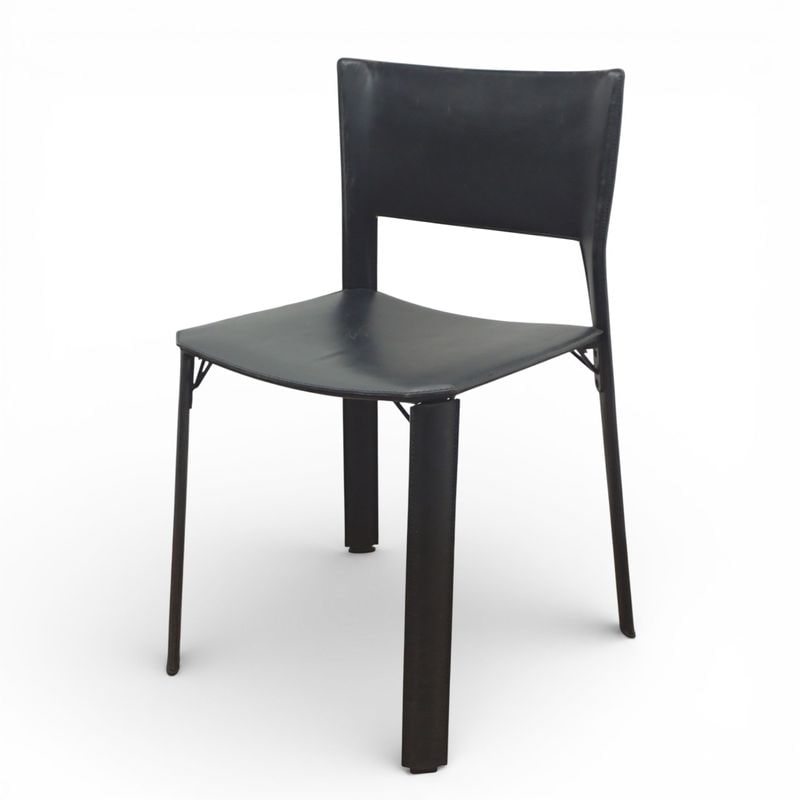 fasem ファセム 本革(牛革) ダイニングチェア S-91  W500 D480 H800 SH470 ブラック 肘無し 中古 EG19977-1 配送サイズ180