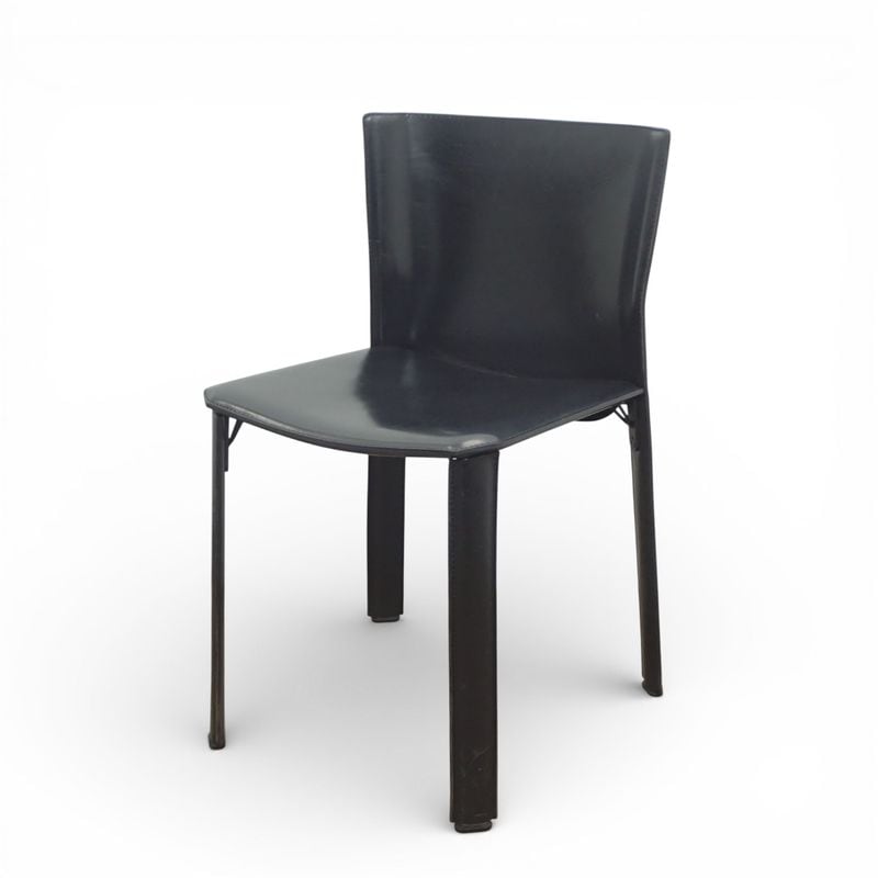 fasem ファセム 本革(牛革) ダイニングチェア S-92 W500 D480 H780 SH470 ブラック 肘無し 中古 EG19977 配送サイズ180