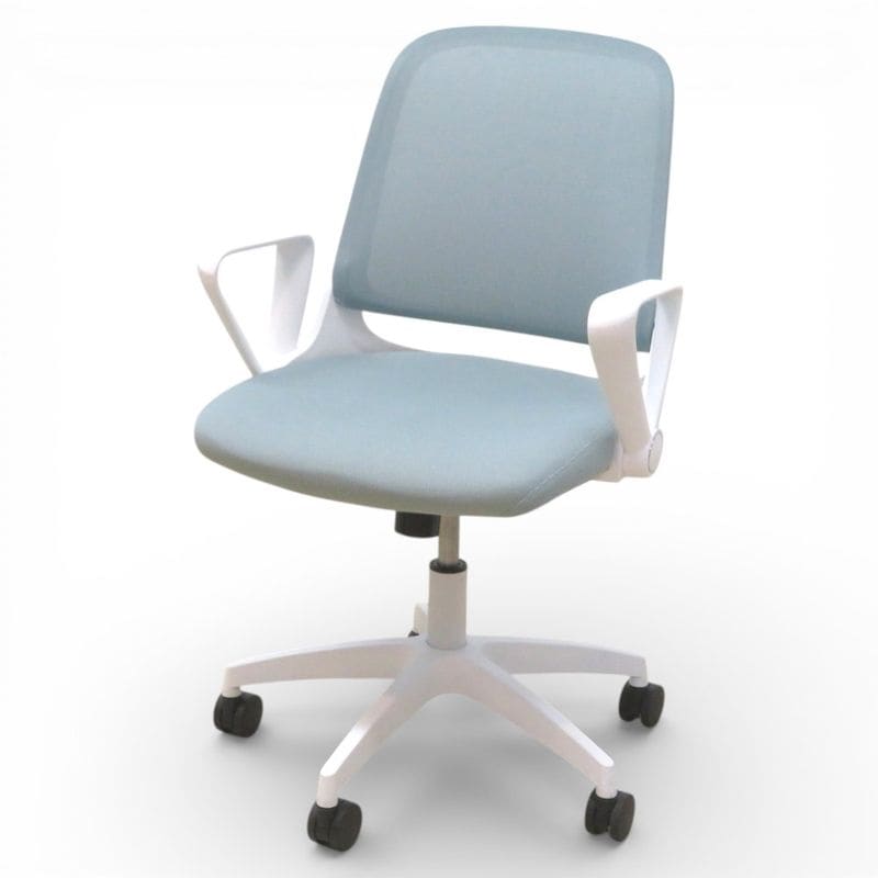 【中古】 弘益 オフィスチェア SQ1 ミントグリーン 事務椅子 肘付き ローバック ロッキング アームアップ 中古オフィス家具 KK20109 