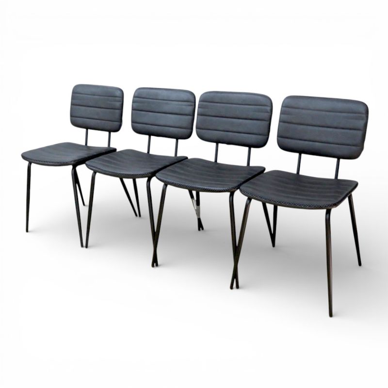 【4脚】ダイニングチェア グレー アイアン脚 カフェチェア 肘無し ミーティングチェア 中古 YH20583-1 配送サイズ400