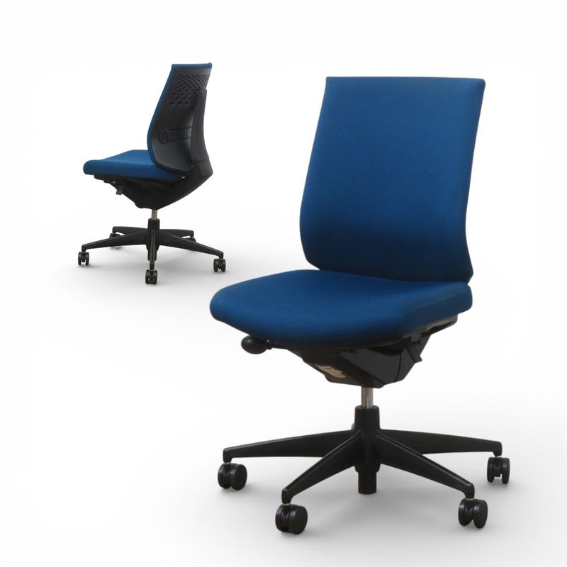 コクヨ オフィスチェア ウィザード３ CRS-G3620F6 ネイビー 事務椅子 肘無し ローバック ランバーサポート 中古 AG20597 配送サイズ240