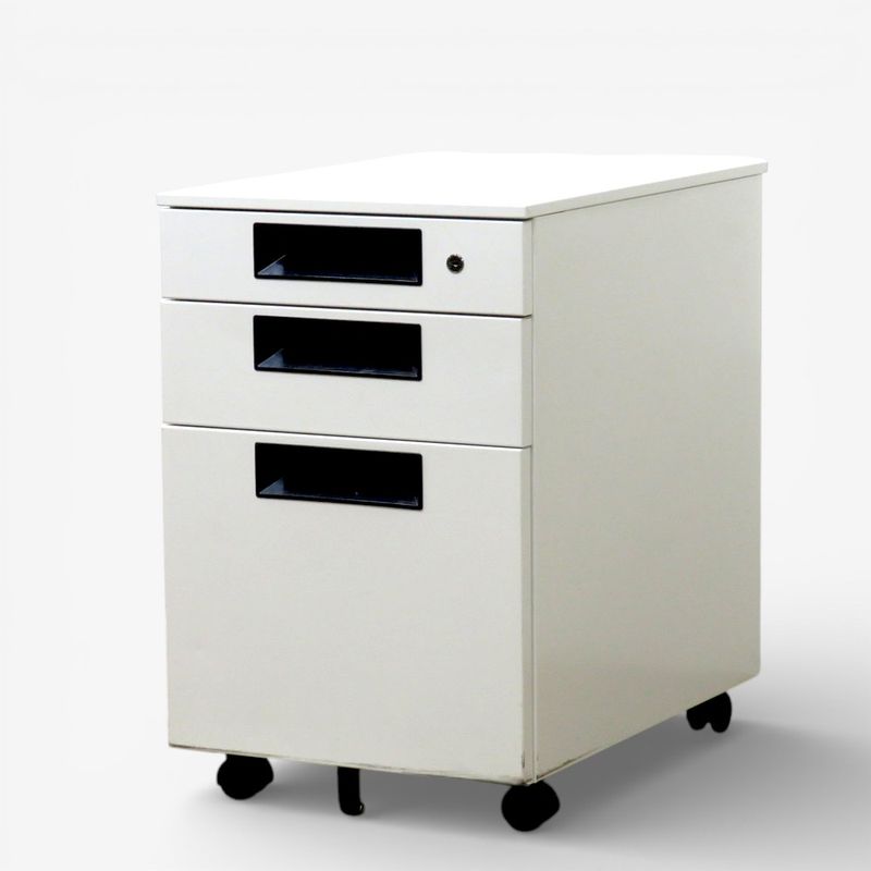 未使用中古 オフィスワゴン幅40 鍵付き 完成品 3段 キャスター付き