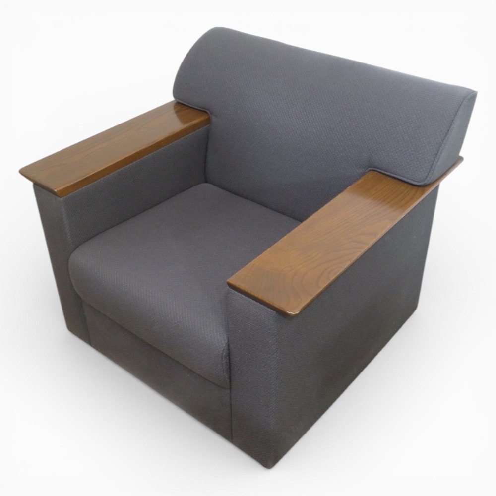 中古】ウチダ 応接用1人用ソファ チャコールグレー 1P エグゼクティブ