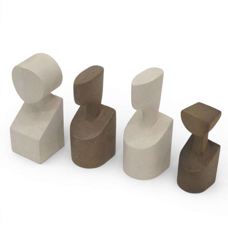 MOODA SOAME 陶器 ミュゼオブジェ 4個 人型 ホワイト系/ブラウン系 W65 D65 H170 インテリアアクセサリー EG20517 中古 配送サイズ120