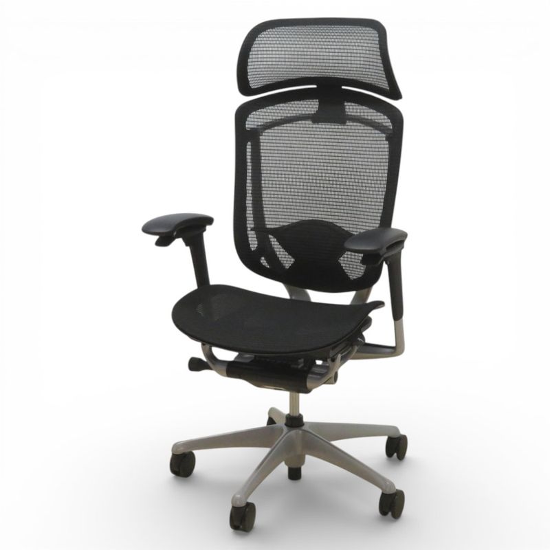 オカムラ エグゼクティブチェア コンテッサセコンダ CC85GR FPG1 ブラック オフィスチェア 可動肘 メッシュ ランバーサポート 中古 KK20615