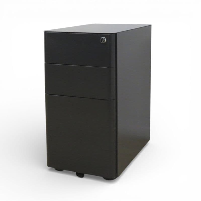 3段デスクワゴン ブラック 幅300 奥行500 高さ580mm スリムタイプ 収納ワゴン サイドキャビネット インサイドワゴン 中古 KK20616