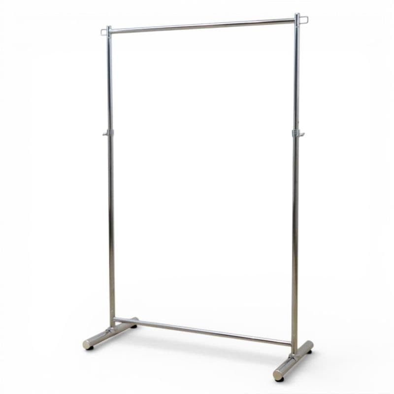 【中古】 コートハンガーラック シルバー 幅910mm 高さ調整 コート掛け 分解発送 クロームメッキ 衣紋掛け 中古オフィス家具 KK20276