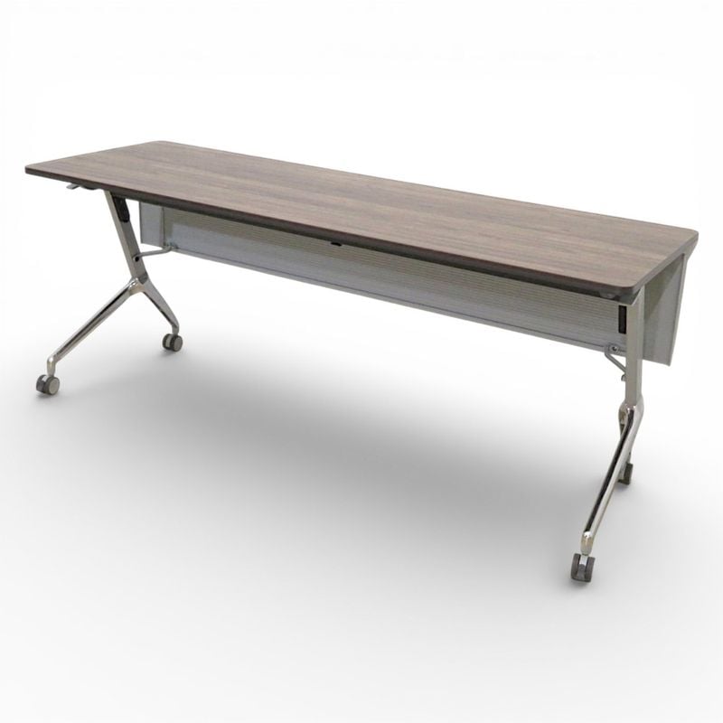 【中古】スタックテーブル ウッド 幕板付き キャスター付き サイドフォールテーブル 長机 会議テーブル 中古オフィス家具 KK20142