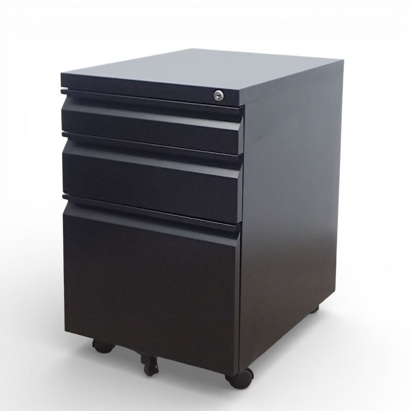 オフィスコム 3段デスクワゴン ブラック W395 D510 H600 インサイドワゴンサイドキャビネット EG20592 中古