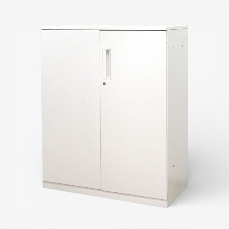 【中古】コクヨ 両開き書庫 エディア BWUH-SD59SAW ホワイト W900 D450 H1125 3段棚 ベース付き 鍵有り キャビネット 中古オフィス家具 EG20627