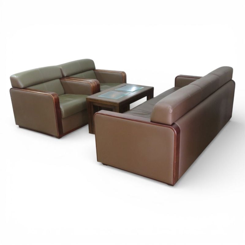 【中古】コクヨ 応接ソファ3点セット(※テーブル別) 3P：CE-553LL 1P：CE-550LL ブラウン 役員用ソファ3人用ソファ 1人用ソファ×2 YH20638 中古オフィス家具