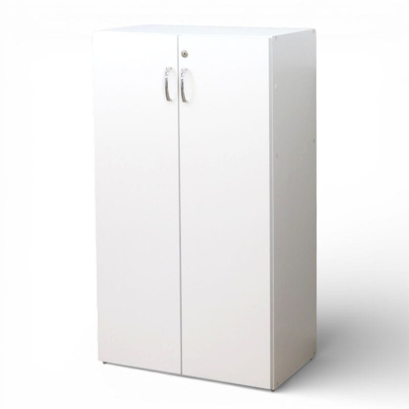 木製両開き書庫 ホワイト  幅600 奥行375 高さ1075mm 観音開き キャビネット 収納庫 物置 オフィス家具 YH20640 中古