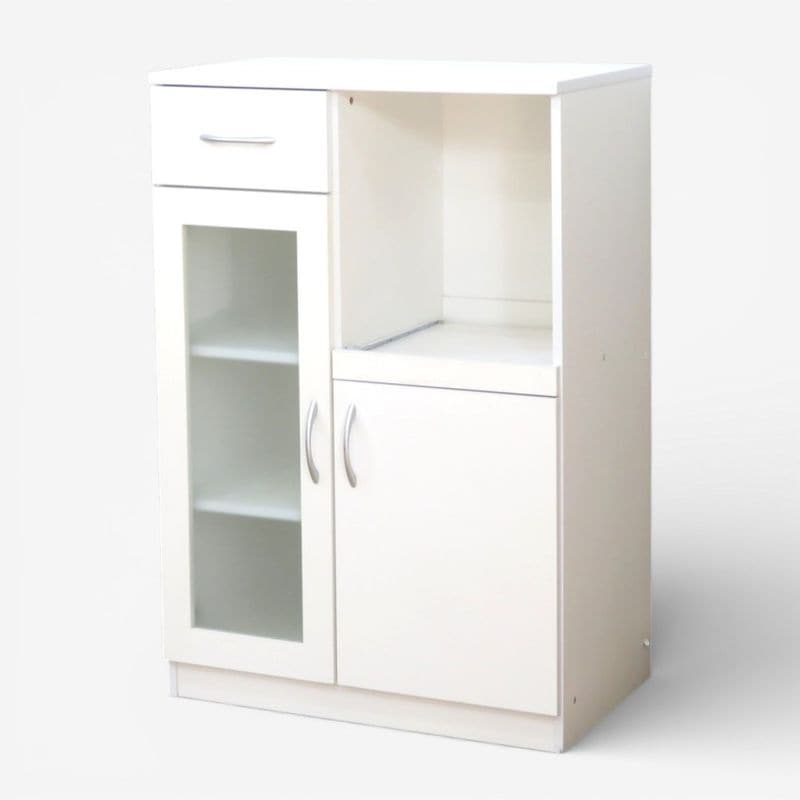 キッチンキャビネット 幅650 奥行410 高さ975mm ホワイト カップボード 食器棚 キッチンボード 収納庫 中古 YH20641