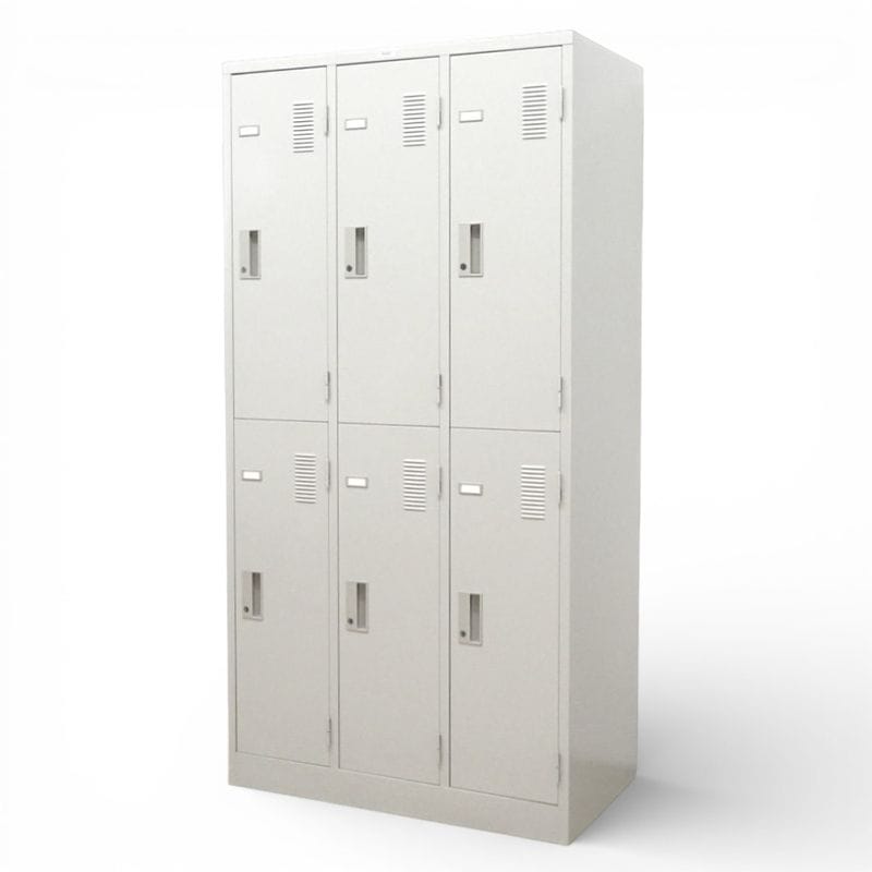 【中古】 ナイキ 6人用ロッカー LKロッカー ニューグレー 網棚 ハンガーパイプ 鍵有り 中古オフィス家具 KK20632