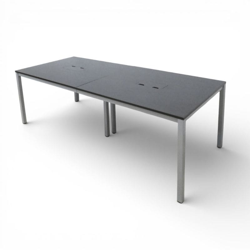 ミーティングテーブル ダークブラウン W2100 D900 H700 配線口2個 アジャスター付き 会議テーブル 木目調 ワークテーブル KK12301 中古