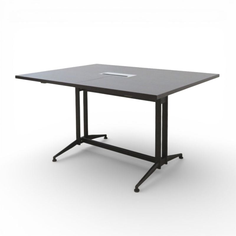 【中古】R・F・ヤマカワ ミーティングテーブル RFTMT-DB-T ブラウン W1300 D1000 H720 配線収納付き 会議テーブル 中古オフィス家具 KK11101