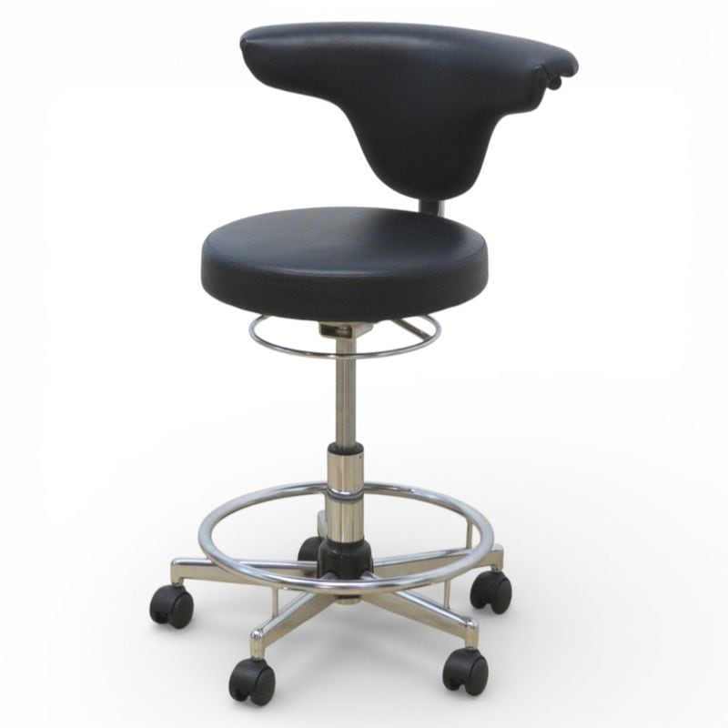 藤沢工業 メディカルチェア ブラック RC-700L ビニールレザー 作業用チェア ガス圧昇降 中古 KK20700 配送サイズ180