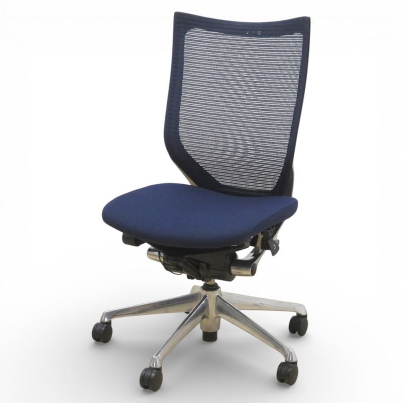 【中古】オカムラ オフィスチェア バロンチェア ネイビー CP85BR FDF4 肘無 ハイバック メッシュ 中古オフィス家具 EG15472