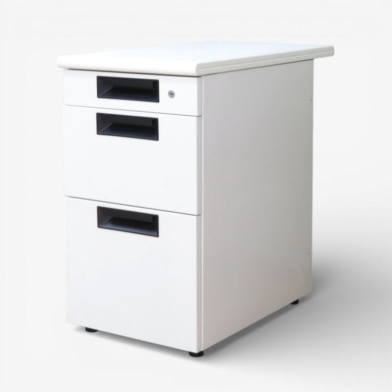 プラス 3段脇机 フラットライン SP-C0470-3 WH ホワイト 幅400 奥行700 高さ700mm 引き出し サイドデスク 中古 YH20726