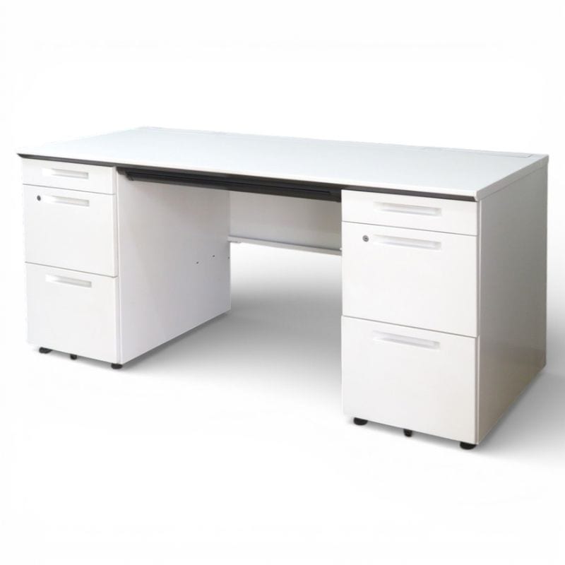 【中古】コクヨ 両袖デスク ISシリーズ SDT-IS167PAWN ホワイト W1600 D700 H720 オフィスデスク 事務机 中古オフィス家具 YH20728