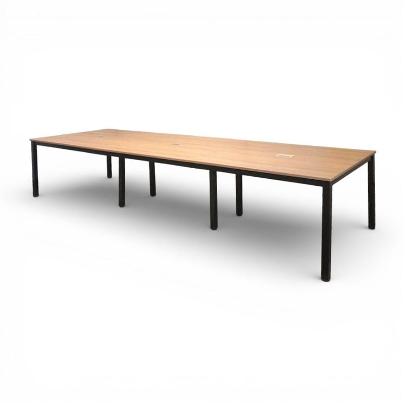 【中古/展示品】弘益 フリーアドレスデスク(6人~8人用デスク)  FDC-FMA(BK) ナチュラル/ブラック 連結デスク 大型ミーティングテーブル 中古オフィス家具 KK16128